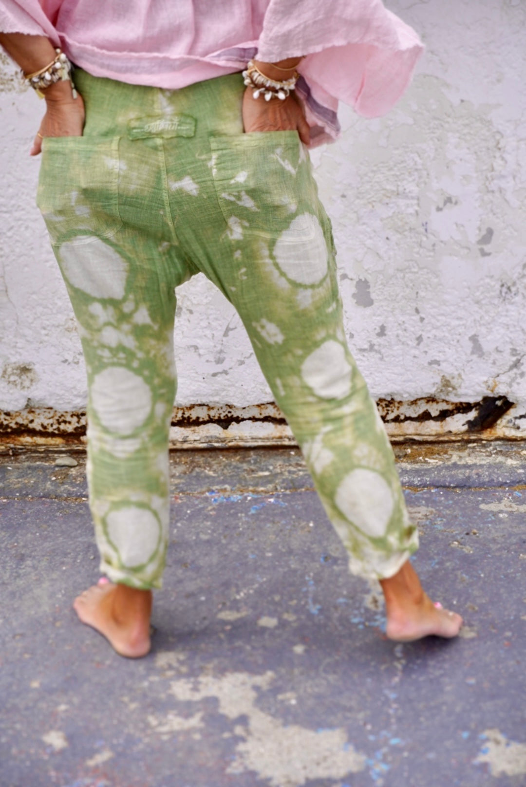 FEY LINEN BATIK PANT POPPY LISA GREEN