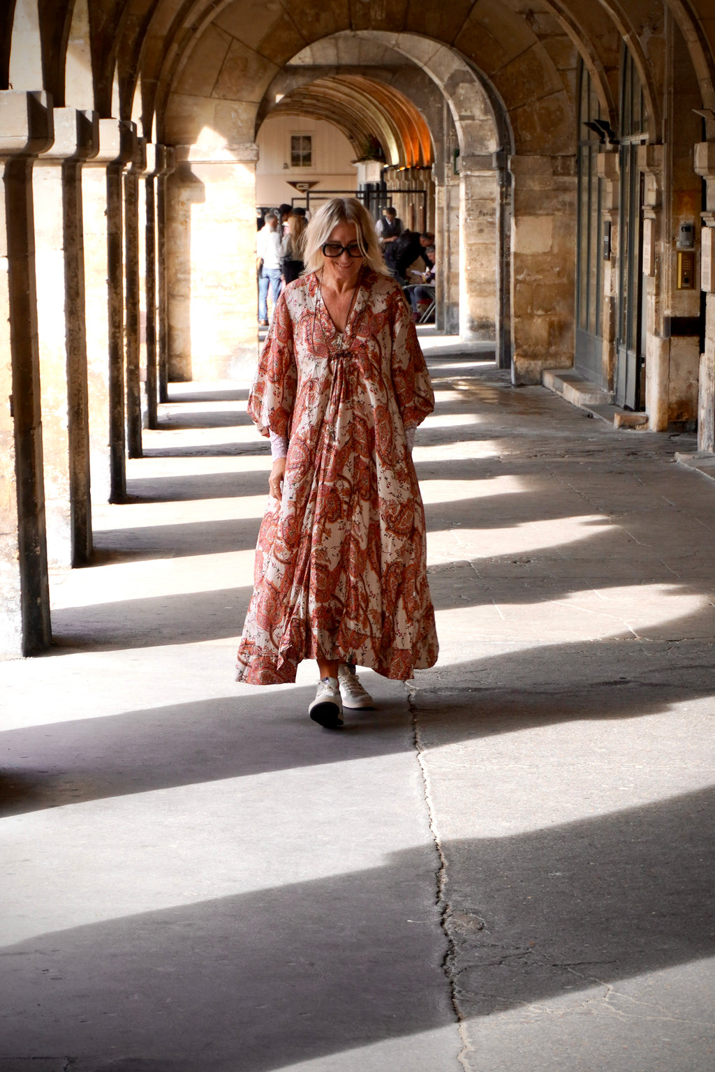 BONNIE SHELLEY PAISLEY SILK MAXI DRESS