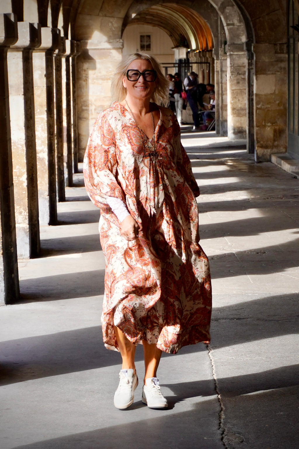 BONNIE SHELLEY PAISLEY SILK MAXI DRESS