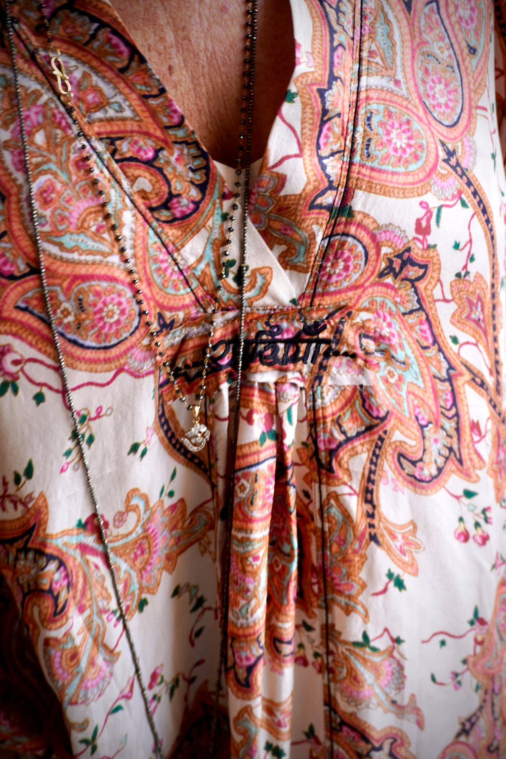 BONNIE SHELLEY PAISLEY SILK MAXI DRESS