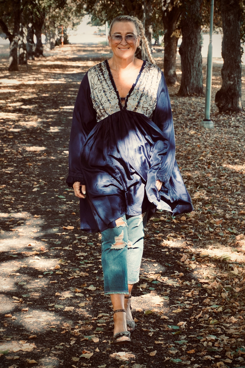 CARRIE B SILKDRESS SUNSET BLUE