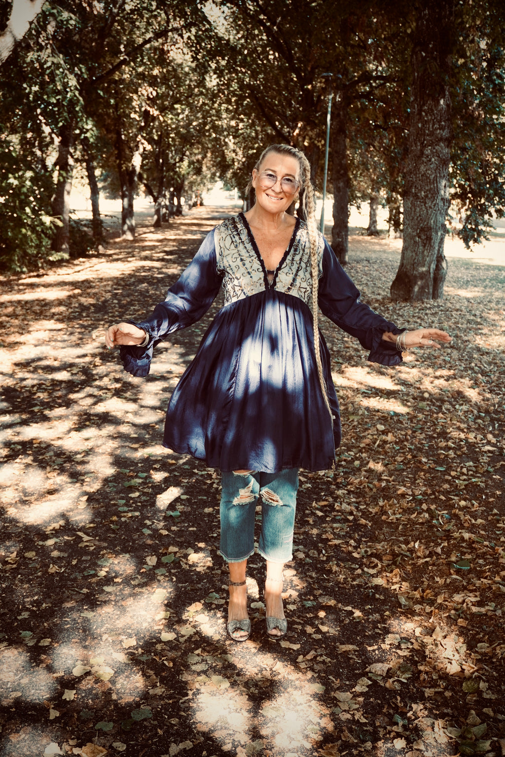 CARRIE B SILKDRESS SUNSET BLUE