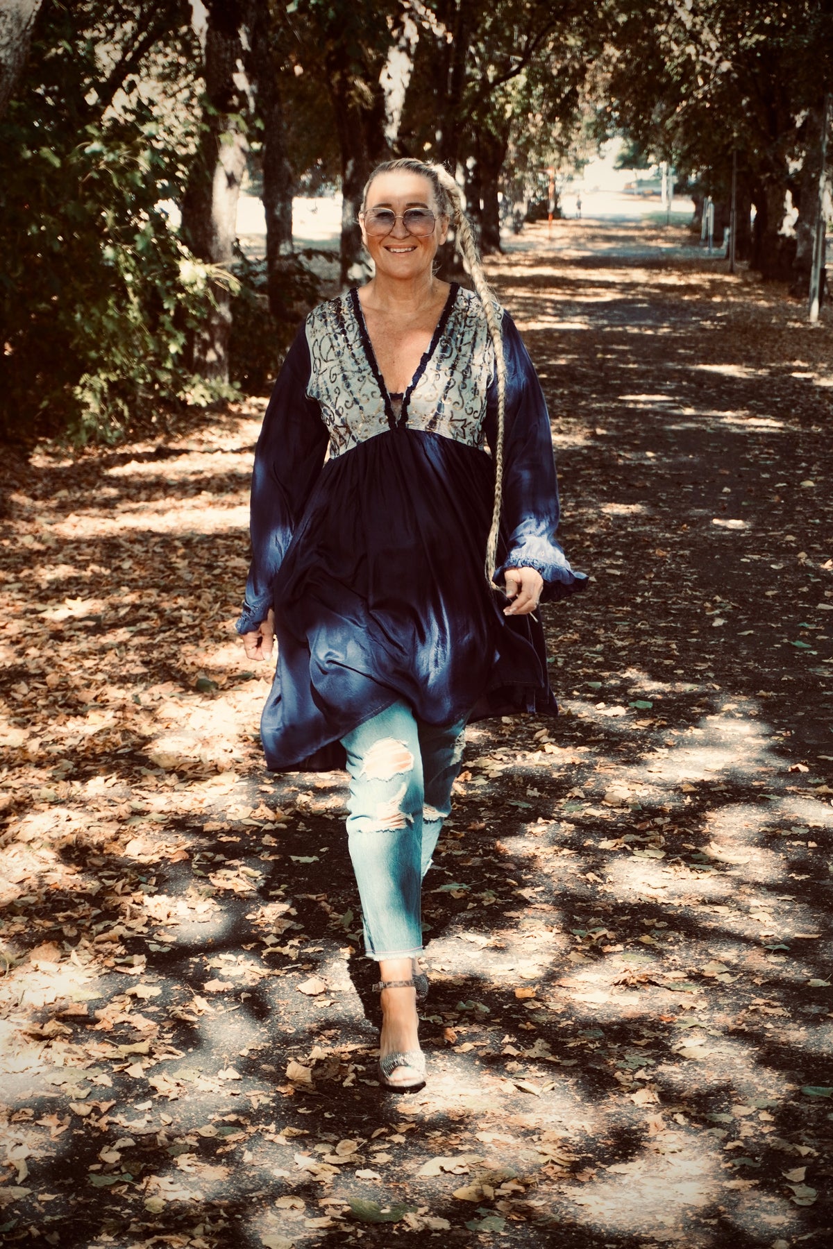 CARRIE B SILKDRESS SUNSET BLUE