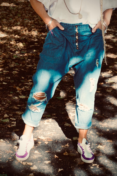 FEY COTTON DENIM PANT BLUE LOVE