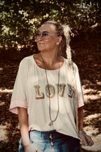 LYDIA LOVE COTTON JERSEY TOP  IBIZA PINK