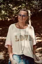 LYDIA LOVE COTTON JERSEY TOP  IBIZA PINK