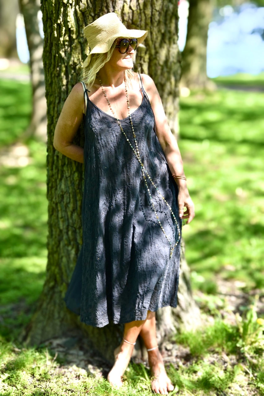 BOHO UNDIE LUXE COTTON DRESS CHARCOAL