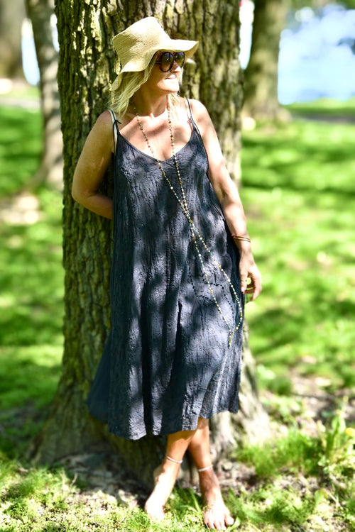 BOHO UNDIE LUXE COTTON DRESS CHARCOAL