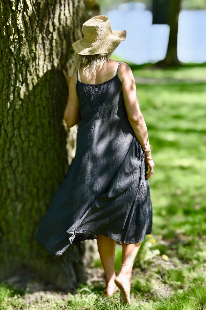 BOHO UNDIE LUXE COTTON DRESS CHARCOAL