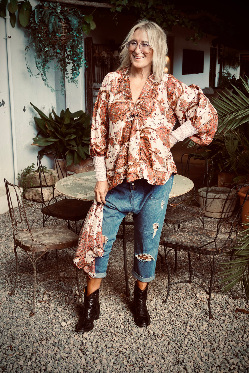 BONNIE SHELLEY PAISLEY SILK TOP