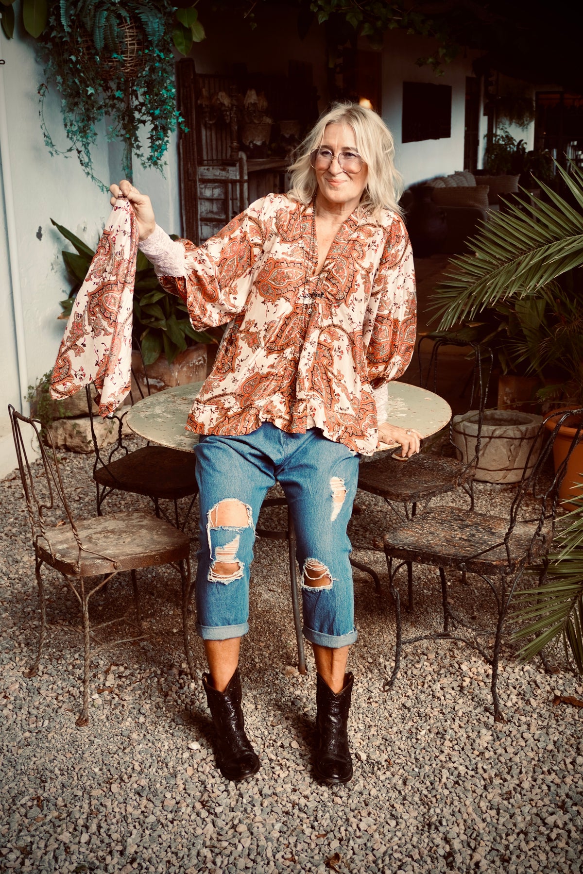 BONNIE SHELLEY PAISLEY SILK TOP