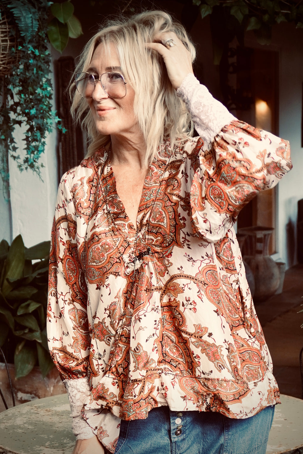 BONNIE SHELLEY PAISLEY SILK TOP