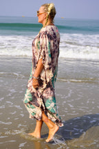 FAMI MAXI SILK BATIK KAFTAN CHARCOAL EMERALD