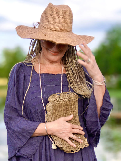 AZIZ RAFFIA HAT LIGHT BROWN