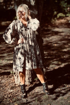 JARA POPLIN DRESS CHARCOAL LATTE