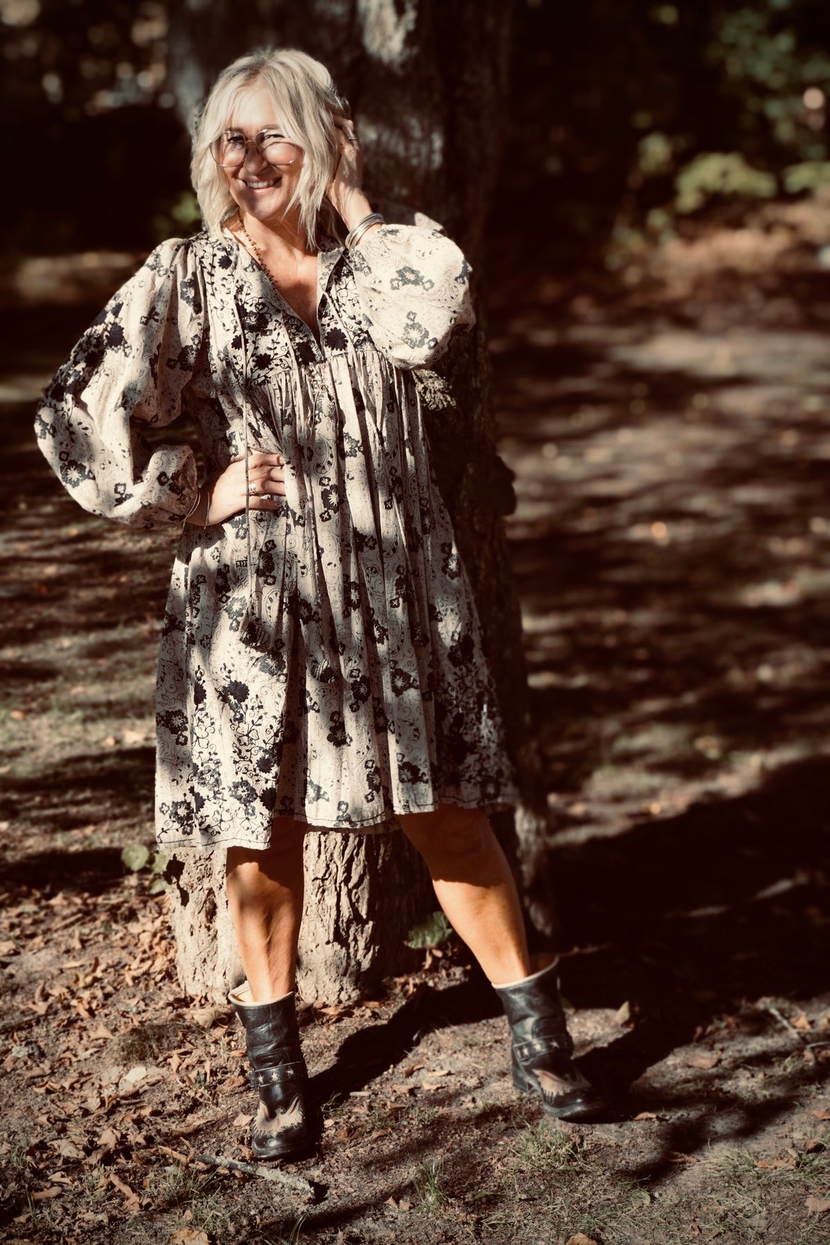 JARA POPLIN DRESS CHARCOAL LATTE