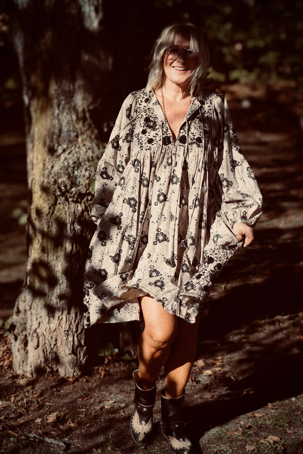 JARA POPLIN DRESS CHARCOAL LATTE