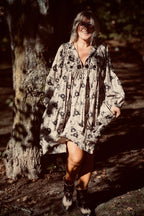 JARA POPLIN DRESS CHARCOAL LATTE