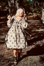 JARA POPLIN DRESS CHARCOAL LATTE
