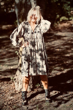 JARA POPLIN DRESS CHARCOAL LATTE