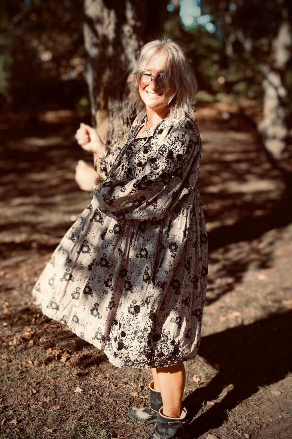 JARA POPLIN DRESS CHARCOAL LATTE