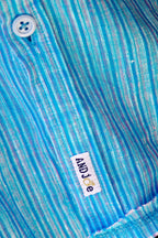 JOE LINEN SHIRT TURQ STRIPE