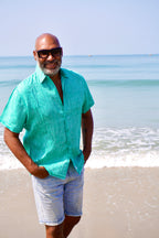 JOE SHIRT LINEN GREEN STRIPE