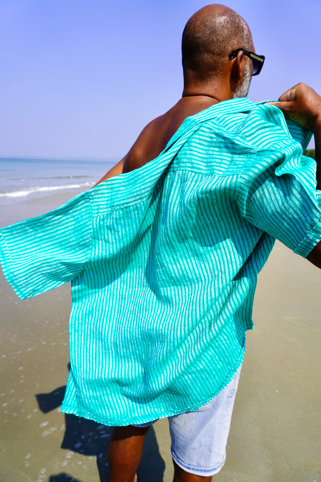 JOE SHIRT LINEN GREEN STRIPE