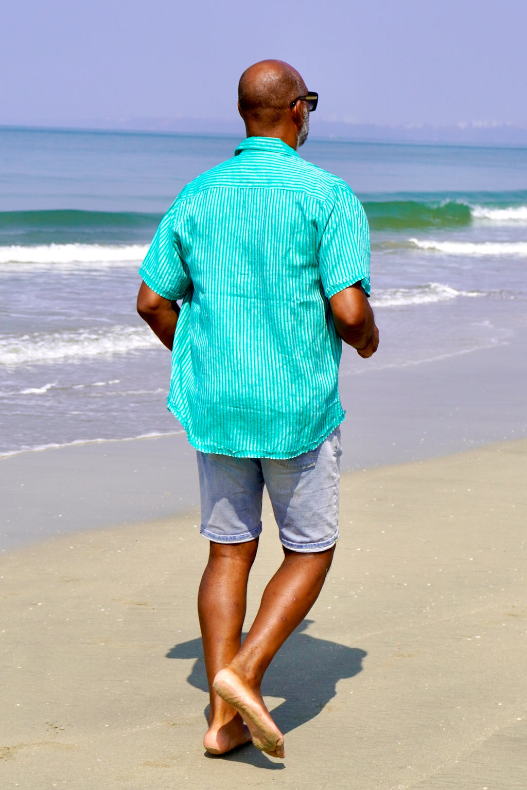 JOE SHIRT LINEN GREEN STRIPE