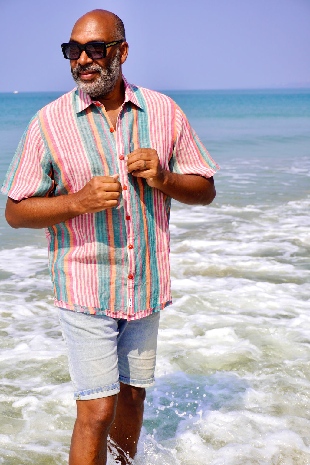 JOE SHIRT LINEN MULTI STRIPE