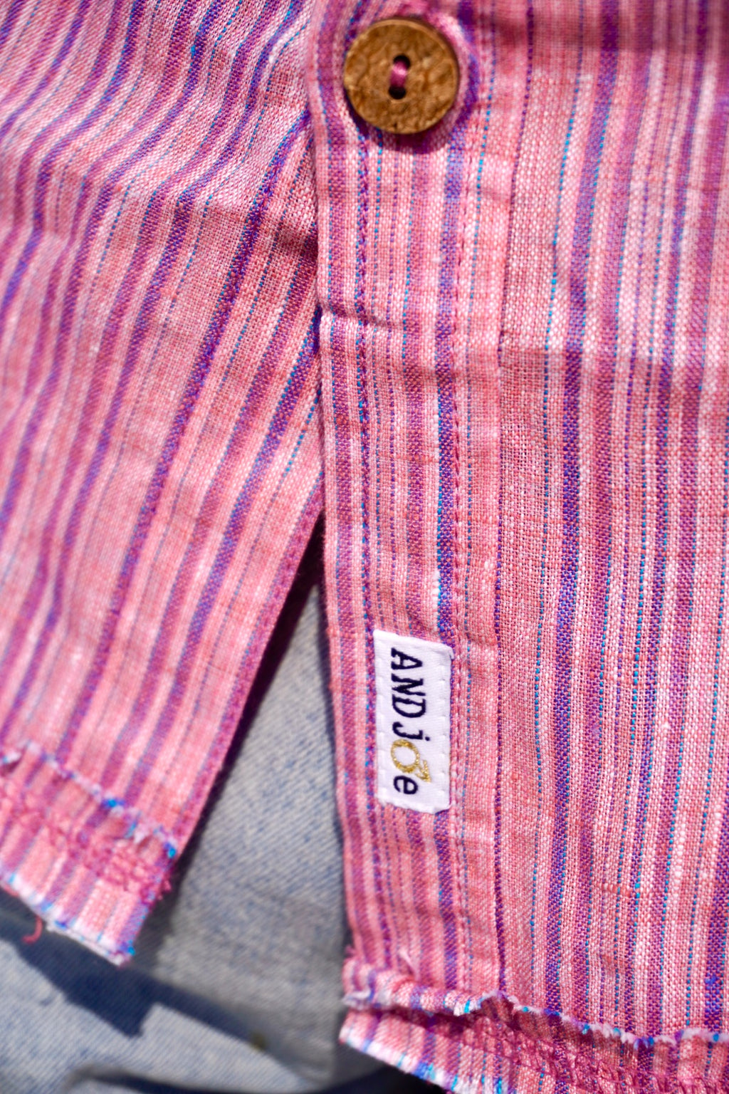 JOE LINEN SHIRT PEACH STRIPE