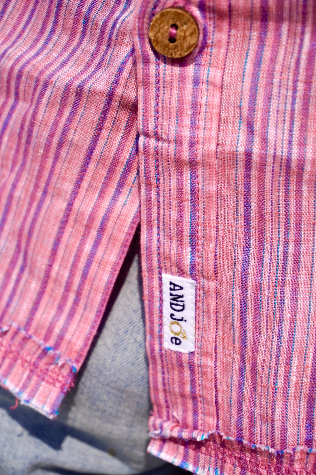 JOE LINEN SHIRT PEACH STRIPE