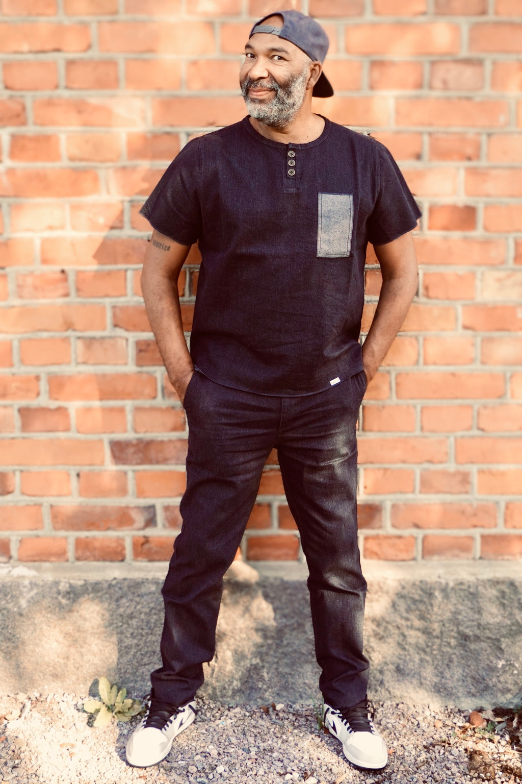 CALEB JUST DENIM CHARCOAL TOP