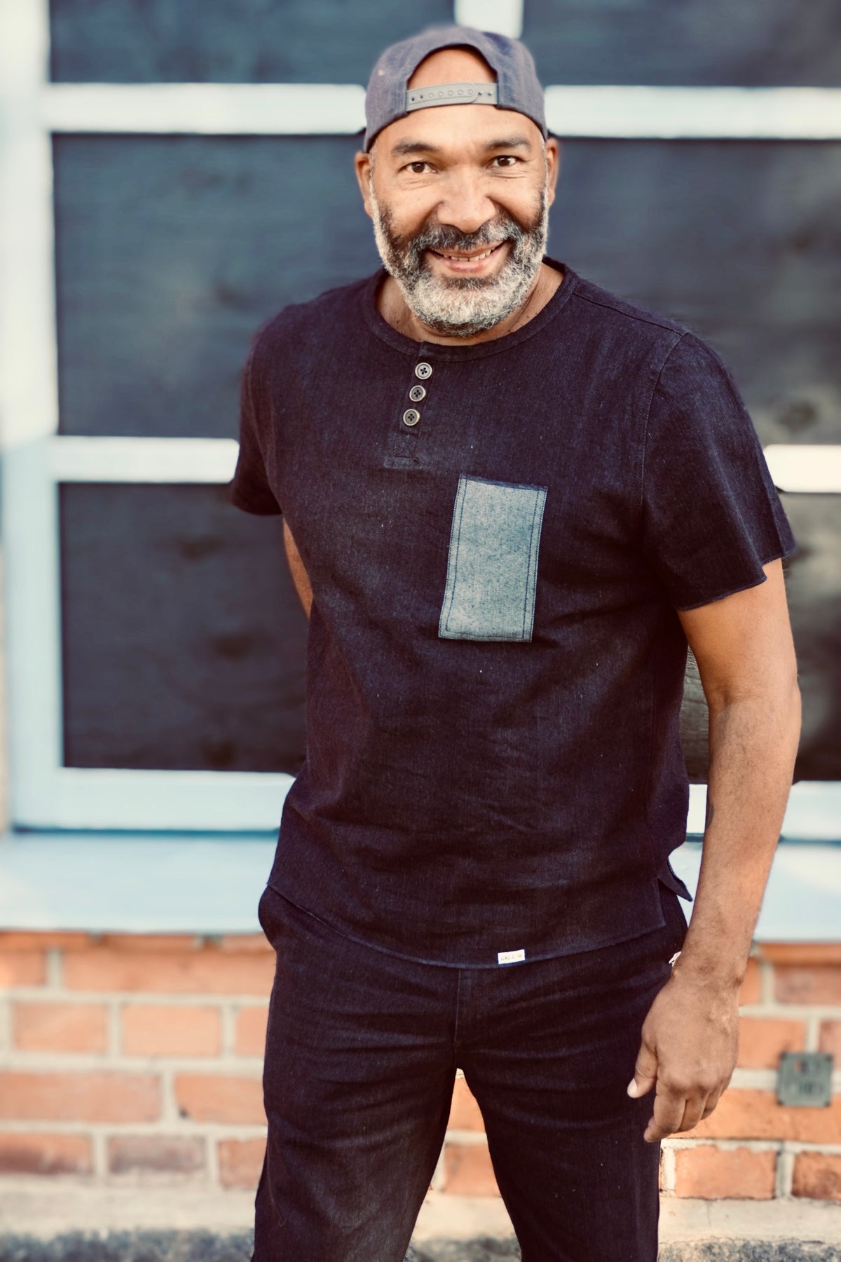CALEB JUST DENIM CHARCOAL TOP