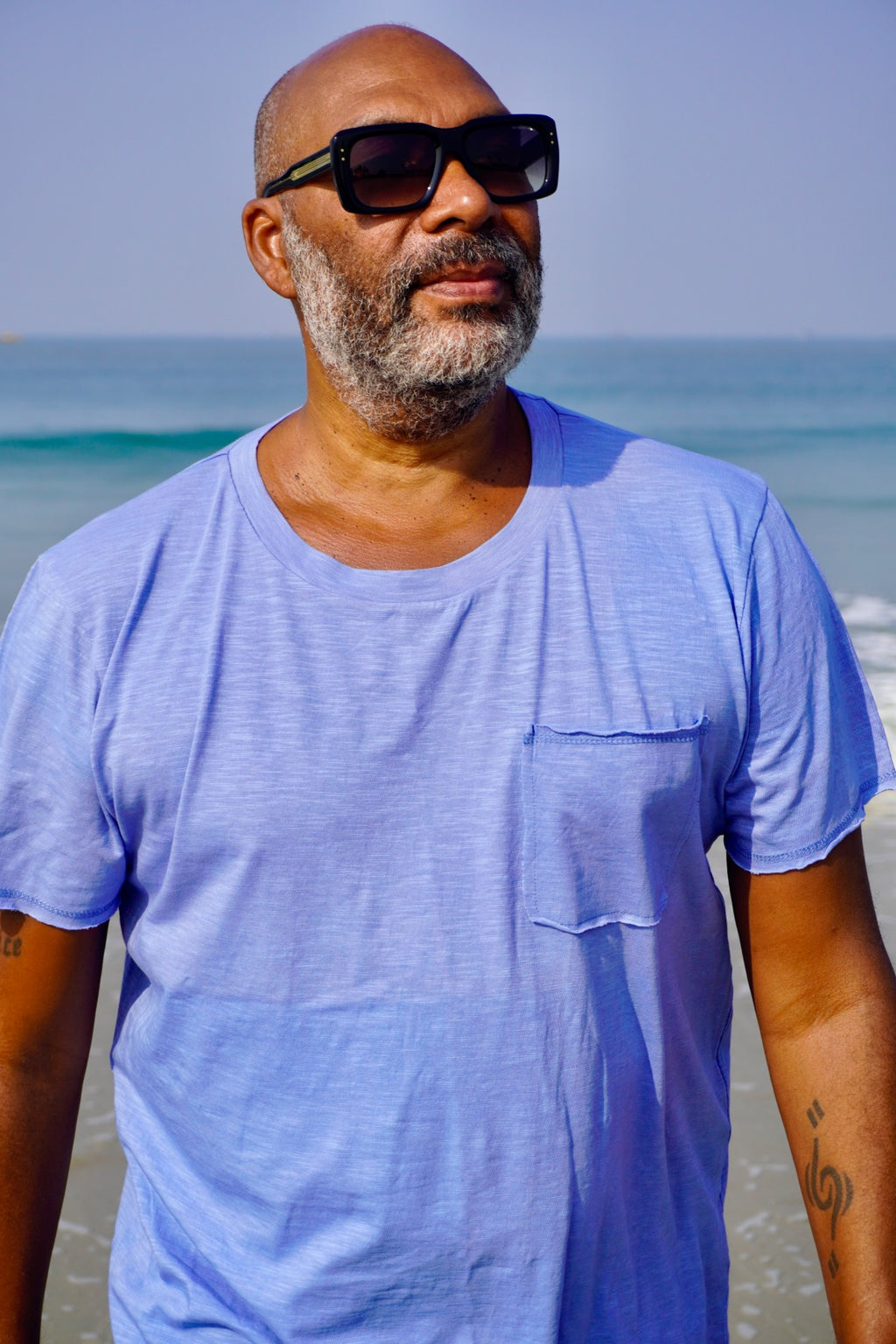 HANK COTTON JERSEY T-SHIRT ARUBA BLUE