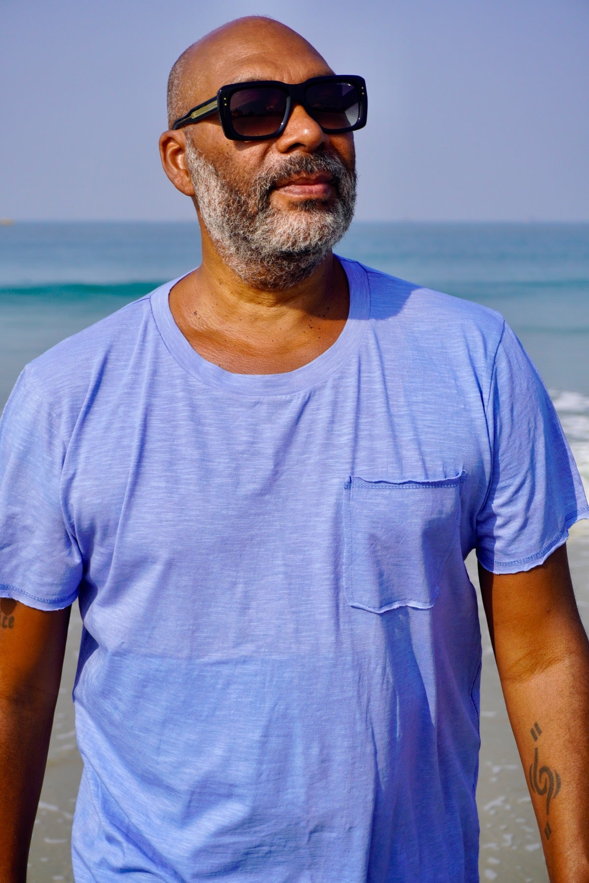 HANK COTTON JERSEY T-SHIRT ARUBA BLUE