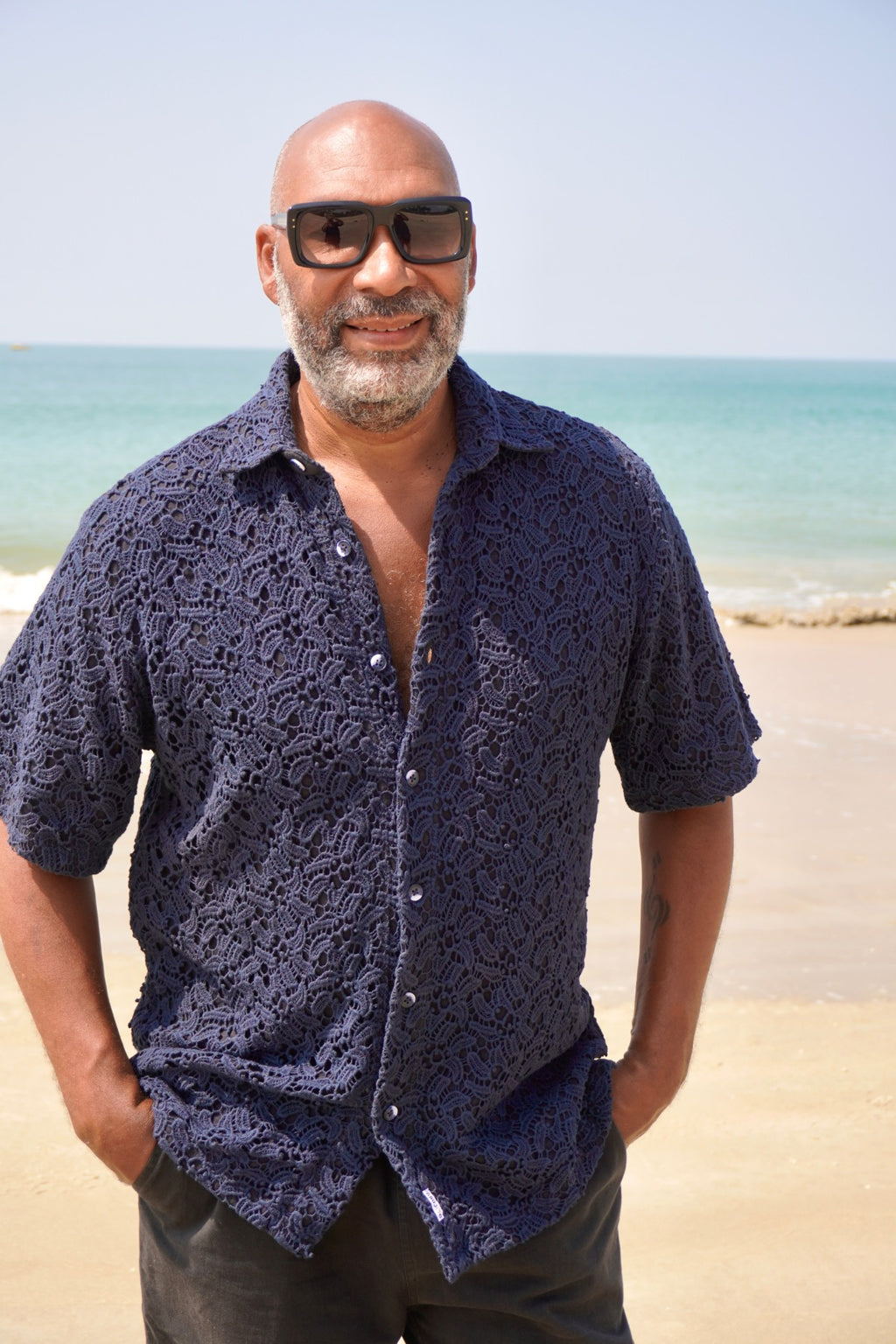 SHANTI COTTON SHIRT BLUE BLACKISH