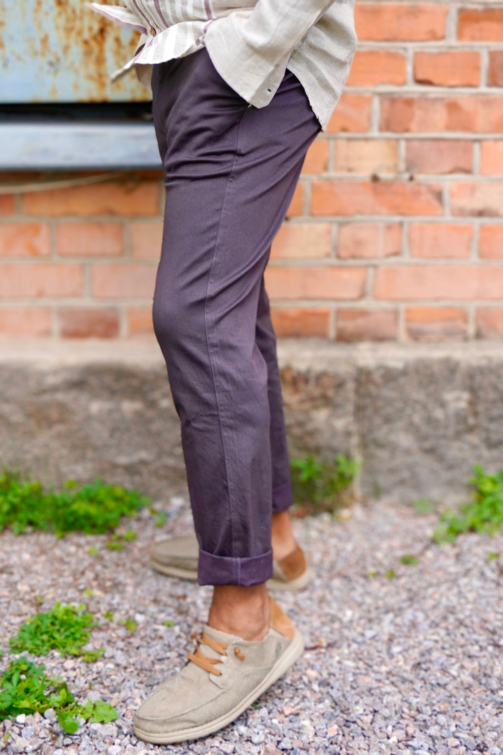 WATTS SOLID COTTON STRETCH TROUSERS CHARCOAL
