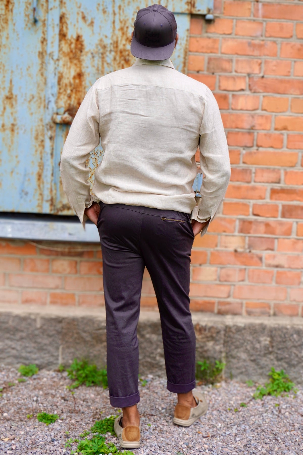 WATTS SOLID COTTON STRETCH TROUSERS CHARCOAL
