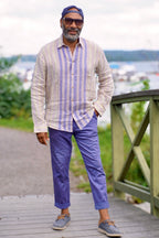 WATTS SOLID COTTON STRETCH TROUSERS BLUE