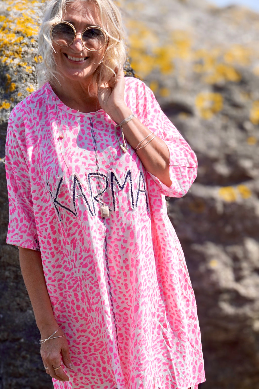 NEO LEO COTTON JERSEY DRESS PINK