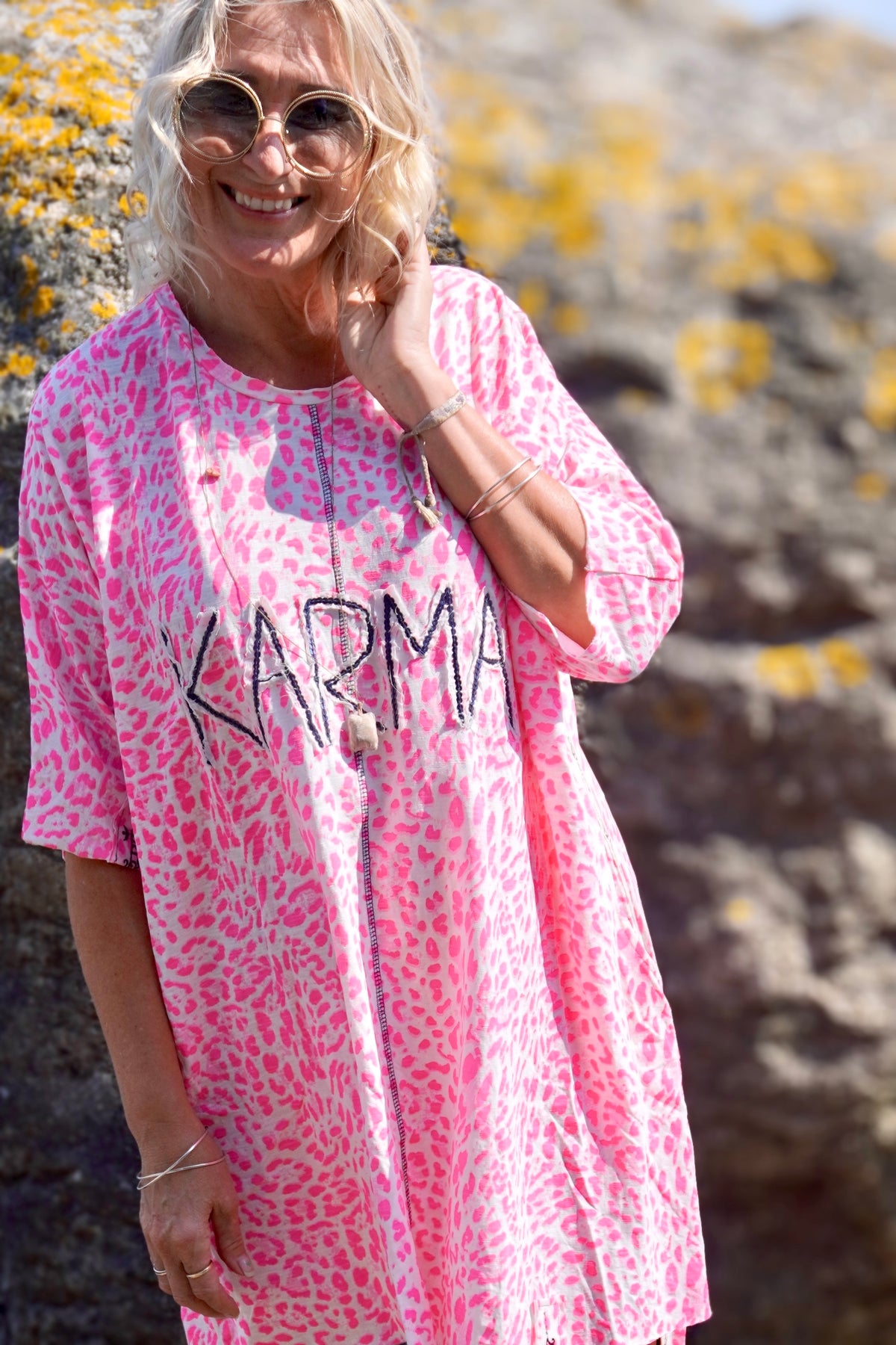 NEO LEO COTTON JERSEY DRESS PINK