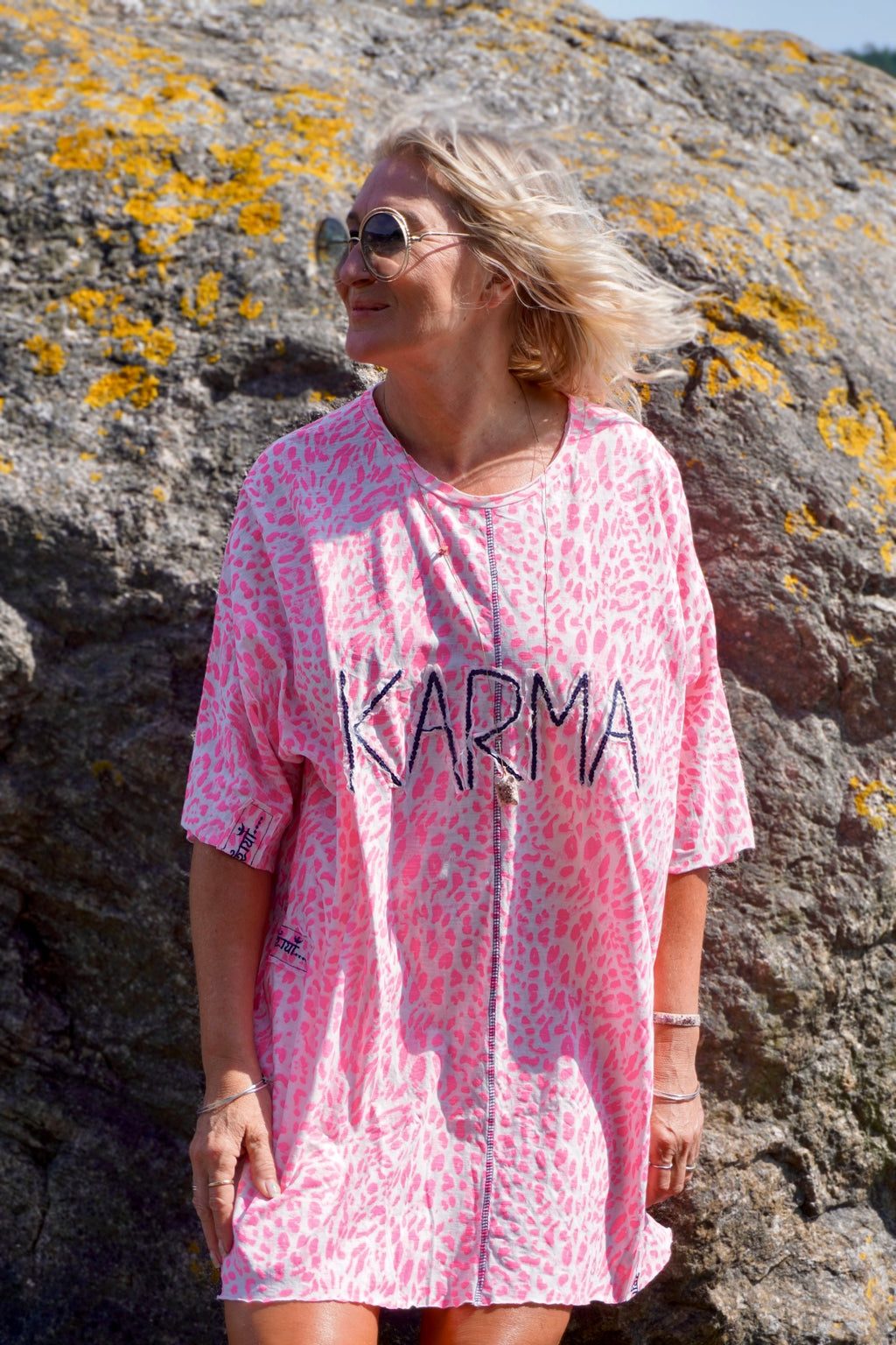 NEO LEO COTTON JERSEY DRESS PINK