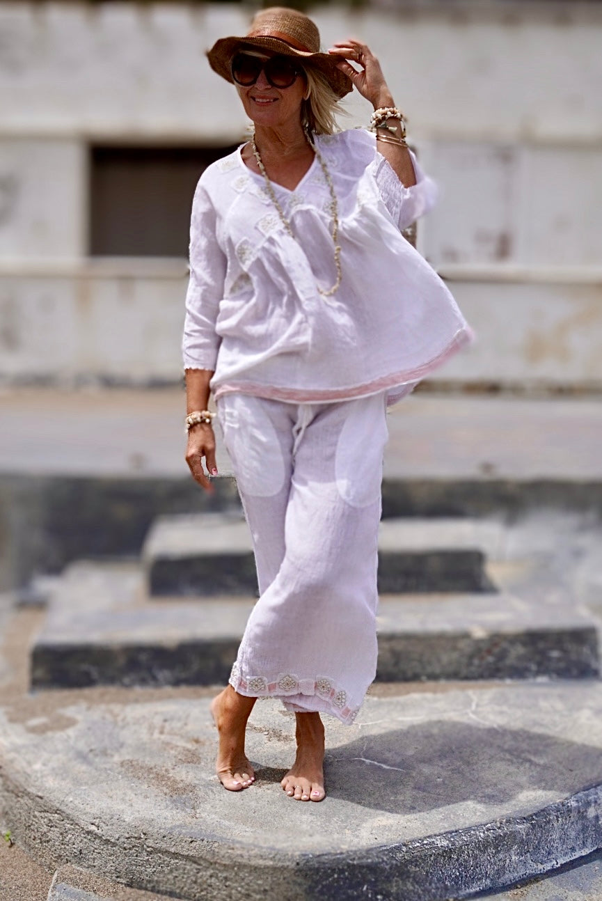 LISSA LINEN PANT SWEET WHITE