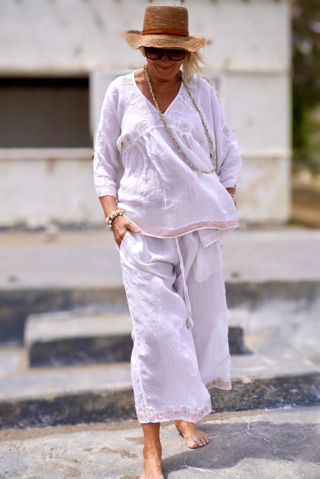 LISSA LINEN PANT SWEET WHITE