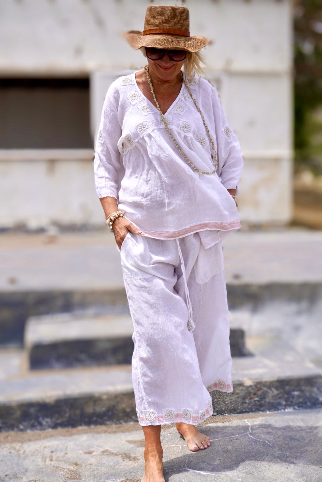 LISSA LINEN PANT SWEET WHITE