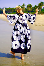 MAGDA SILK MAXI DRESS BLACK & WHITE
