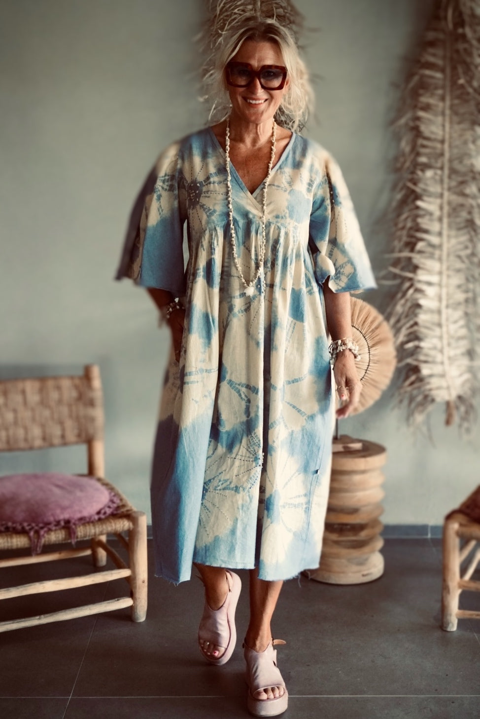 MAGDA COTTON MIDI DRESS BLUE