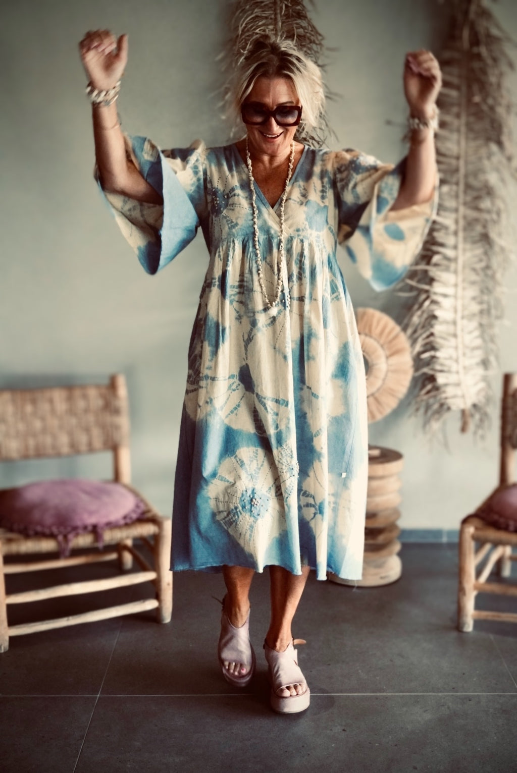 MAGDA COTTON MIDI DRESS BLUE