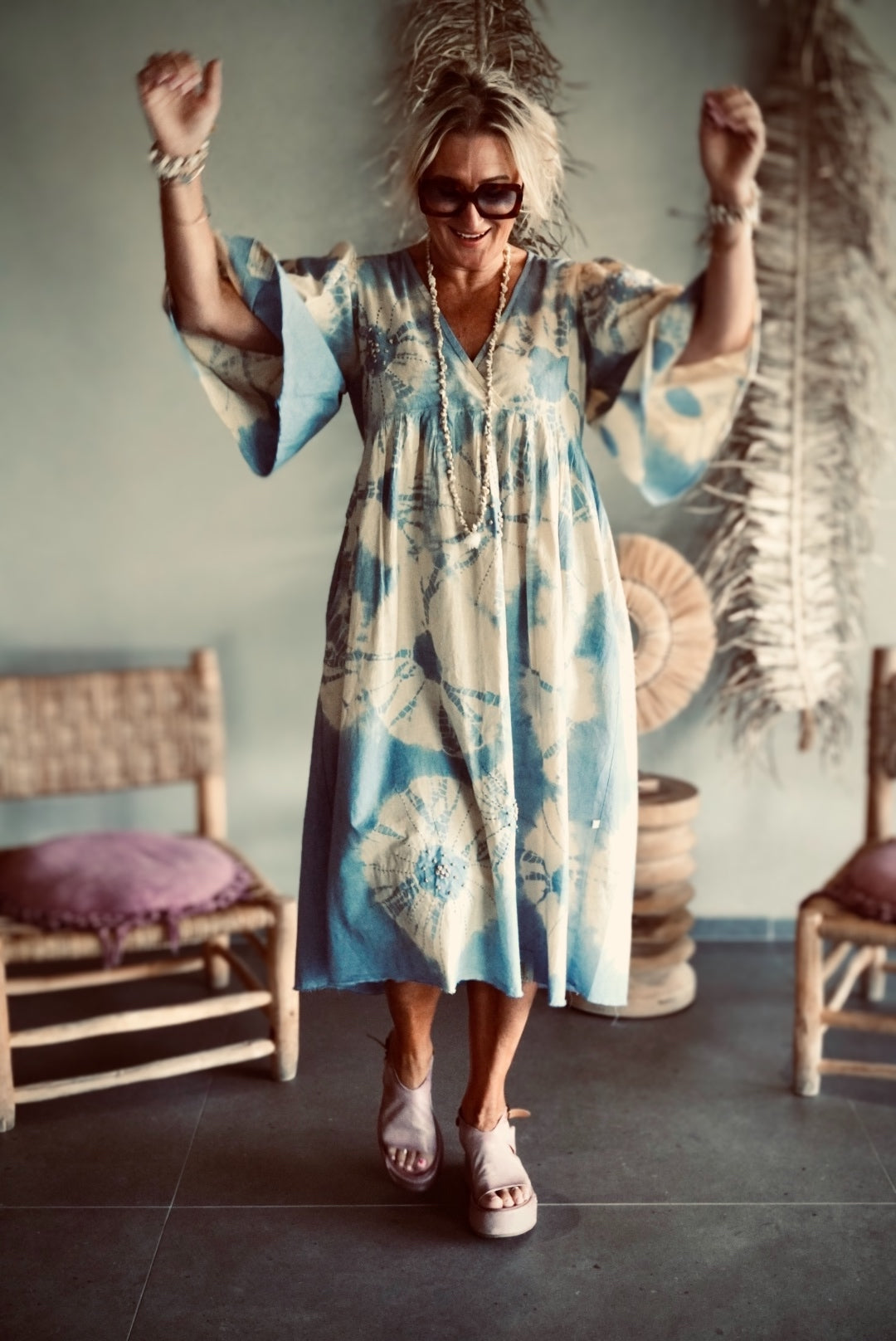 MAGDA COTTON MIDI DRESS BLUE